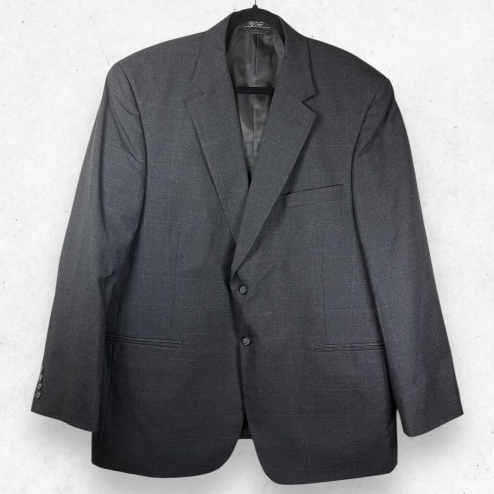 Jeffrey Banks Couture 100% Pure Wool Coat 2 Buttons 48in Chest Dark Gray